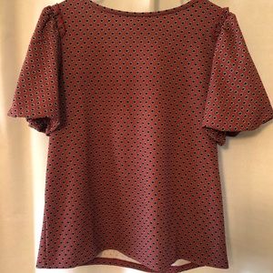Ann Taylor patterned top with ruffle accent